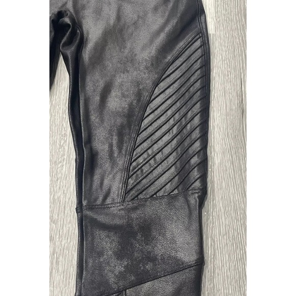 SPANX Faux Leather Moto Leggings Black Shaping Slimming‎ Stretch Womens M - Picture 13 of 16